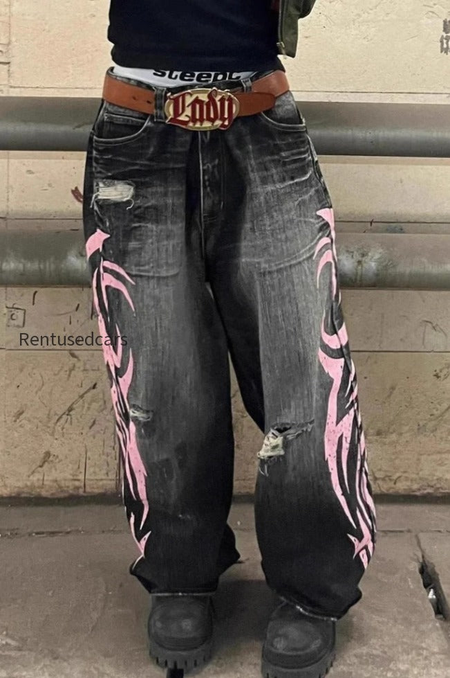 vintage-printed-washed-distressed-wide-leg-denim-jeans