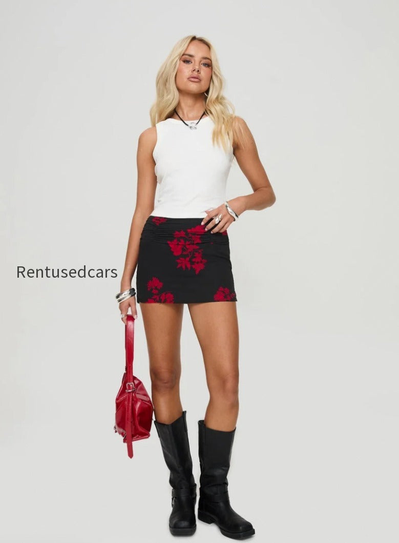 rosales-mini-skirt-black-red-floral