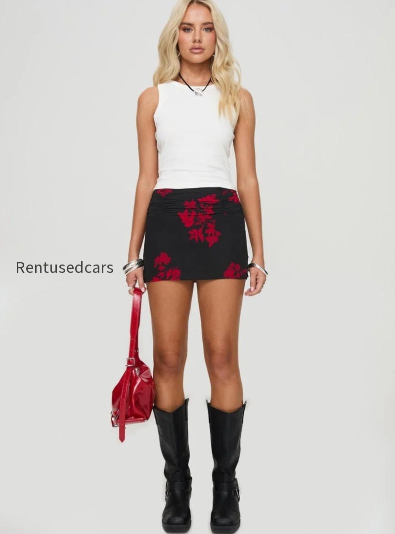 rosales-mini-skirt-black-red-floral